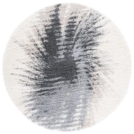 Safavieh 3 x 3 ft. Fontana Shag Contemporary Round Power Loomed Rug; Grey & Ivory FNT894F-3R